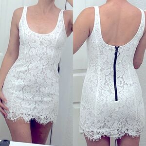 Revolve NBD Lace Mini Bodycon Dress in Off White size Small